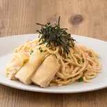しっとりチキンの明太子生パスタ Mentaiko Pasta with Tender Chicken（芳醇な明太子生パスタ FOOD RECORDS PASTA 糀谷）