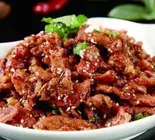 孜然羊肉 羊肉の激辛香り炒め（ビャンビャン麺 朋友）