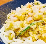 《季節限定》海老とネギのかき揚げぶっかけうどん（そば・うどんと丼のいなたや）