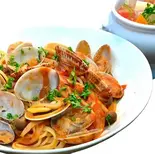 ボンゴレロッソセット(大盛り無料)（湊川イタリアン ソラレ）