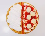 ストロベリー＆レアチーズ＆ストロベリーソース＆ミルククリーム（ワッフルパラダイスMIYAKO 用賀店）