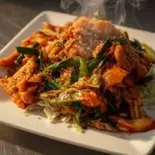 辛甘！豚キムチ定食（ふぐと鉄板焼き ガブ飲み食堂）