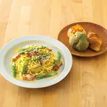 104.グリルベーコンとアスパラのクリームパスタ<パン3個付き>（鎌倉パスタ シャポー本八幡）