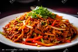 豚肉千切り炒め・魚香肉丝(小尾羊 薬膳しゃぶしゃぶ 巣鴨店)