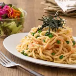 【セット】サラダと明太子生パスタ Mentaiko Fresh Pasta with Salad（芳醇な明太子生パスタ FOOD RECORDS PASTA 糀谷）
