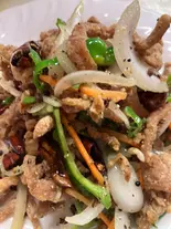 豚肉と唐辛子山椒炒め（中華料理 金龍）