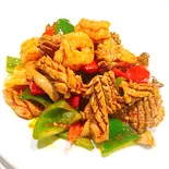 エビと豚マメ辛味炒め（串門‐創作中国料理）