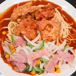唐揚げオニオンソテーあんかけスパ（名古屋名物あんかけスパあんかけ亭）