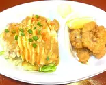 棒棒鶏とタコ唐揚(餃子酒場 大森店)