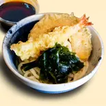 冷し海老天うどん(海老天×1、南瓜×1)（しぶそば溝の口店）
