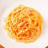 明太子入りのピンクカルボナーラ Pink Carbonara with Spicy Fish Roe(RajaVetta 池尻店)