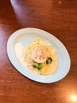 エビとれんこんのクリームパスタ 柚子胡椒風味（cafe Escape）