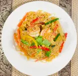 パッウンセン ผัดวุ้นเส้นกุ้ง(春雨とセロリエビ炒め)Fried grass noodle（シャムチャントラー）