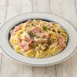 ⑨4種木の子とベーコンのポルチーニクリーム（ゆであげ生パスタ もちの木パスタ 三鷹店）