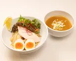 味玉ベジポタ鶏白湯つけ麵(薬味ネギ、レモン、鶏叉焼1枚、サニーレタス、フライドオニオン、糸唐辛子、味玉)(トクベツ。)