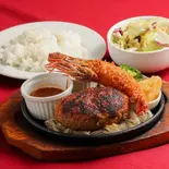ハンバーグ150g＆海老フライ  ライス付き（手仕事ハンバーグ ぎゅう丸 春吉店）