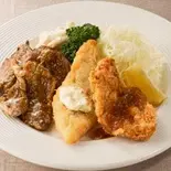 Cセット(ハラミ、白身フライ、一口ひれかつ)（えびピラフ専門店）