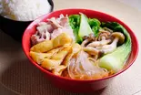 定番具材の麻辣湯+追い飯セット (经典配料麻辣烫+加饭套餐) Malatang Classic Ingredients + Rice Set（美人麻辣烫～板橋中台店～）