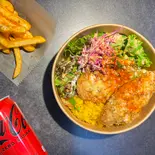 【人気急上昇!】サーモン・オーバーライス with ハニーマスタードセット / Salmon Over Rice with Honey Mustard Set(NY MARKET CHICKEN OVERRICE Yokohama Yamate)