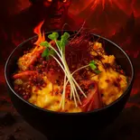 地獄の旨辛ソーセージチーズ玉子丼（深夜弁当）