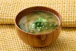 モロヘイヤと生姜の味噌汁 Molokhia & Ginger Miso Soup(玄米&腸活 健康ごはん お玄さんのねばとろ丼 六本木店)