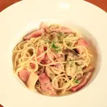 キノコとベーコンのペペロンチーノ(芝ふく)