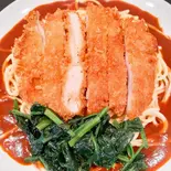 チキンカツほうれん草のせあんかけスパ（名古屋名物あんかけスパあんかけ亭）