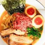 エビ鶏白湯ラーメン味玉付き Shrimp & White Chicken Broth Ramen with Marinated Egg(麺匠 鶏吟本店)