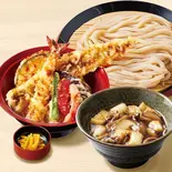 【満腹久セット】きのこ肉つけ汁うどん・上穴子天丼（久兵衛屋 みずほ台店）