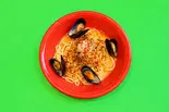 ペペロンチーノ【並】ムール貝＆追いニンニクトッピング（ペペロンチーノ専門店 ぺろん 森ノ宮店）