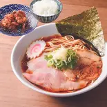 熟成醤油の生姜中華そば + まぶし唐揚げ2個と銀しゃりのセット（中華そば無作）