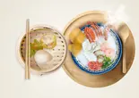 お粥セット - 「海の幸お粥」、点心2種（3米3下北沢店-お粥と点心専門店）