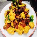 牛肉おこげ四川風炒め(中華料理 宮)