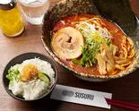 赤辛魚介らーめん+ミニ大根おろしご飯セット（濃厚魚介だし専門 つけ麺 すする）