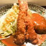 ハンバーグとエビフライの盛合せ（絶品洋食屋 トスカーナ）