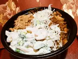 丼ぶり カレーケバブ エビマヨブロッコリートッピング(カレーケバブ&ラッシー クインズケリー)