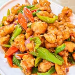 东北溜肉段(東北風 豚肉のとろみ炒め)（辛苑 上野店）