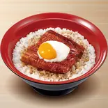 おんたまうな丼 Teriyaki Eel & Beef Rice Bowl w/ Soft-Boiled Egg(すき家 福岡舞鶴店)