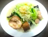 冷しタンメン~野菜・煮うずら・焼豚・肉ブロック・刻みにんにく~(中華 味一)