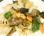 牛肉のブラックペッパーソース炒め（中華料理 点心楼台北博多駅南店）