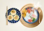 「上海風焼き小籠包」+「海の幸お粥」セット（3米3下北沢店-お粥と点心専門店）