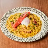 贅沢たらこ１本＆黒七味のスパイシーカルボナーラ（パスタmama 曳舟店）