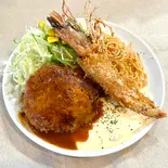 大海老フライ＆ハンバーグセット（自家製タルタル専門店 ～タルタル亭～）