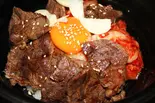上牛ハラミ丼 キムチ にんにく 卵 付(にんにく醤油 特製焼肉たれ)ハラミ 130gm(iuちゃん)