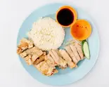 海南チキンライスダブル(蒸し＆揚げ) Malaysian Chicken Rice - Double (Steamed ＆ Fried)（マレーシア屋台料理 ちりばり 五反田本店）