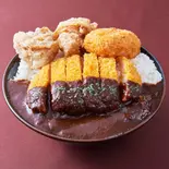 デミカツ丼 400 (唐揚2+コロッケ1)（ガチでうまい「ガチ丼屋」 大橋店）