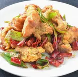 若鶏唐揚げのたっぷり唐辛子炒め Stir-Fried Fried Chicken with Lots of Red Pepper（満福楼 東村山店）