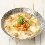 【食欲そそるピリ辛】キムチ+鶏雑炊【spicy hot】Korean pickles + Japanese rice ＆ chicken porridge（ぞうすいマニア〜鶏キング〜博多店Zosui Mania Chicken King）