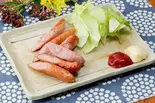 炙りソーセージ(ハーブ＆ガーリック2種盛り)（焼きたて・ひもの定食 ひもの野郎 大阪駅前第1ビル店）
