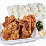 スタミナ醤油唐揚げ弁当 (4個入り)soy sauce fried chicken 4pieces with race（鹿島田あげもん屋ぶんご）